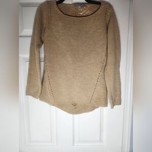 Bianca B Women's Sweater Cream Pullover Knit Made In Italy Wool Blend Size MED